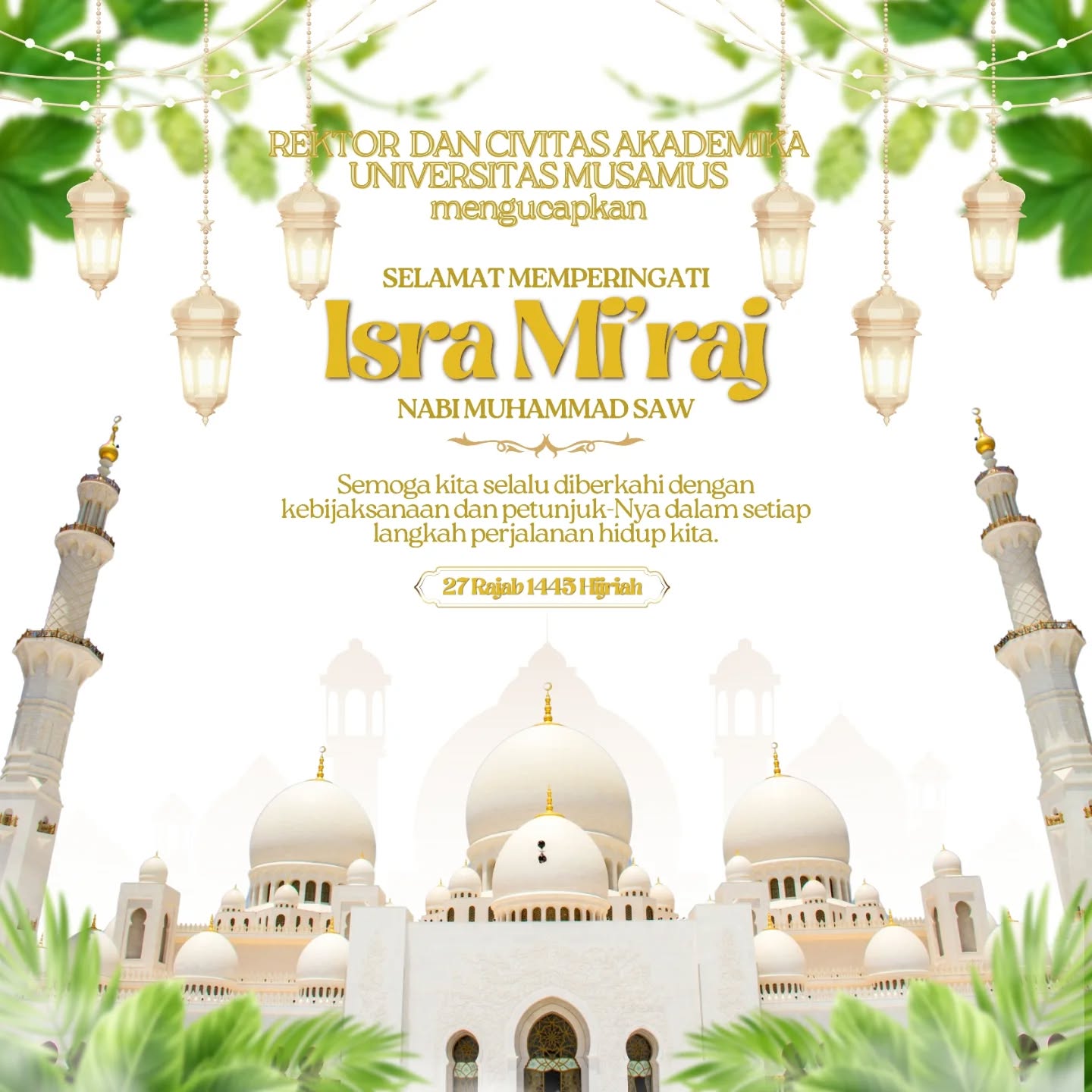 SELAMAT MEMPERINGATI ISRA MI'RAJ NABI MUHAMMAD SAW 1445 H