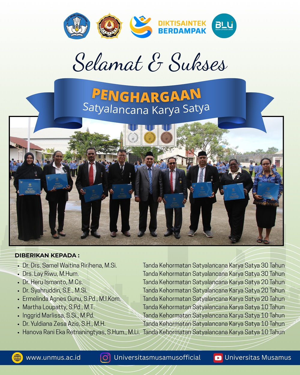 SELAMAT ATAS PENGHARGAAN SATYALANCANA KARYA SATYA 2 MEI 2026